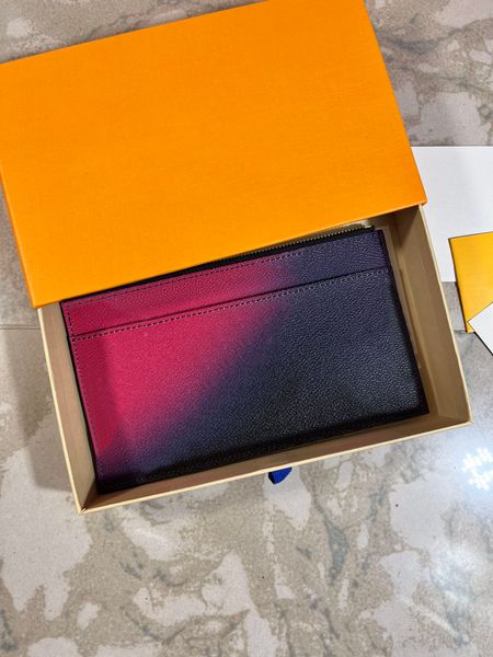 

new purse women handbag m81354 women luxury designer wallets l gradient monogrames original coated canvas holders credit card bag zipper wal, Red;black