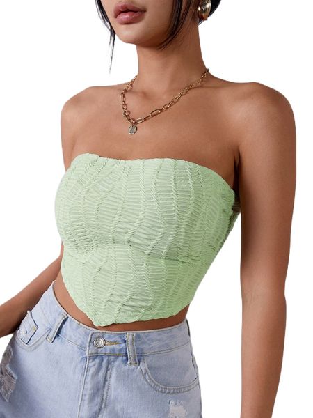 

lace up backless hanky hem tube u16o#, White