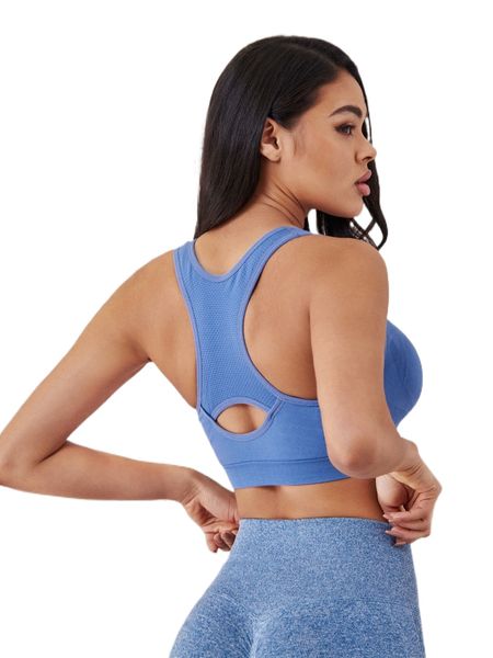 

high support scoop neck cut out back sports bra 57jj#, Gray