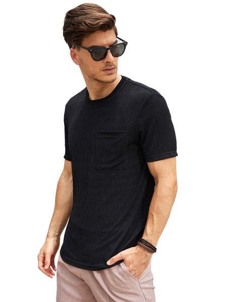

men solid pocket patched tee p9x4#, White;black