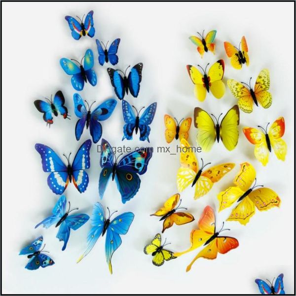 Kühlschrankmagnete Home Decor Garten DIY 3D Schmetterling Wandaufkleber Raumdekorationen Aufkleber Poster Wasserdicht Drop Lieferung 2021 D9Ae8