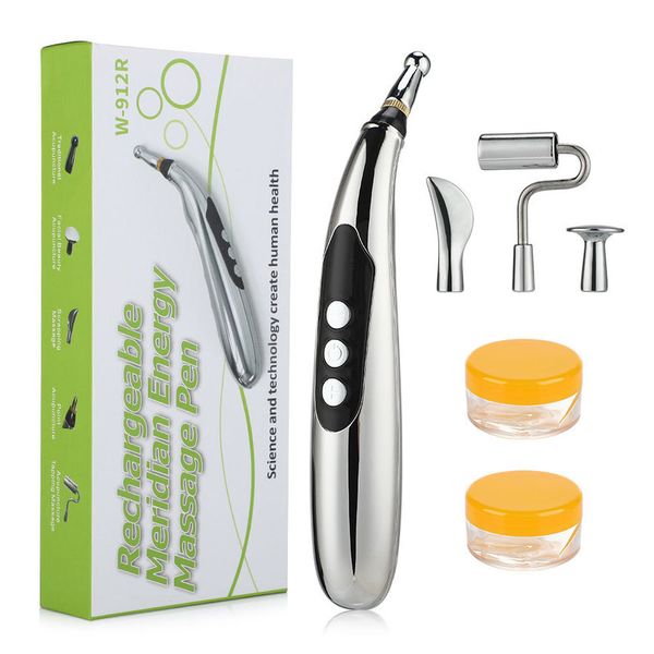 

5 in 1 electronic acupuncture pen massager for neck back body laser magnet therapy meridian energy scrap guasha pain relief 220712