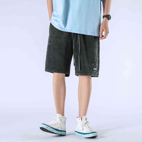 

2022 factory tide brand clothing wholesale summer national fashion letter printed shorts men's casual sports loose capris, White;black