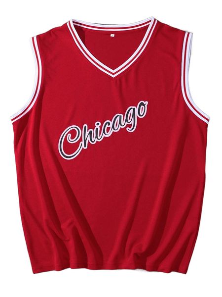 

men letter graphic contrast trim tank s82e#, White;black