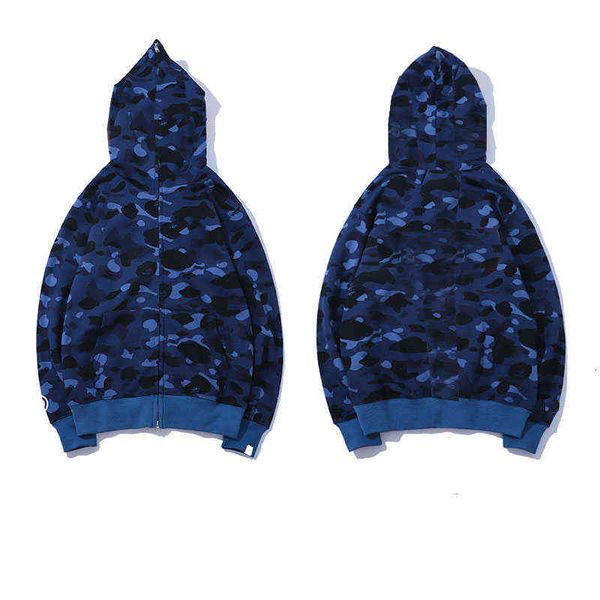 

designer mens women hoodie popular shark pattern sportwear camouflage zip up hoodies jacket size s-xxxl - leisure, Black