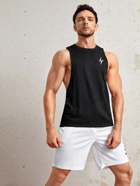 

men letter graphic sports tank g7gg#, White;black