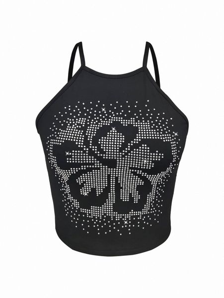 

floral rhinestone cami n6bf#, White