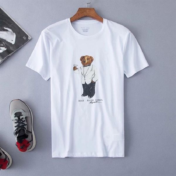 

designer 100% cotton white short sleeve casual funny t shirts for women with usa bear pattern printing3041, White;black