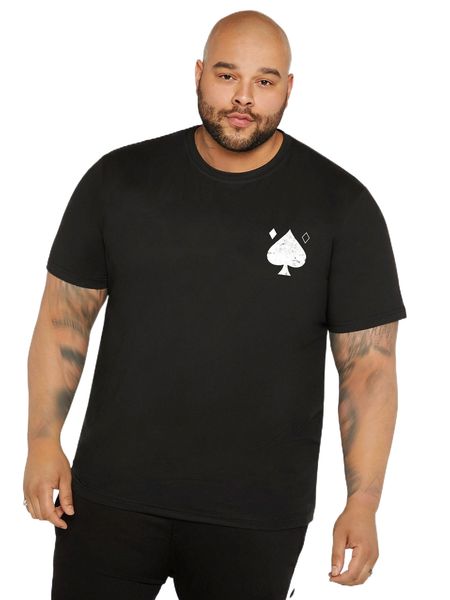 

extended sizes men playing card print tee w0ov#, White;black