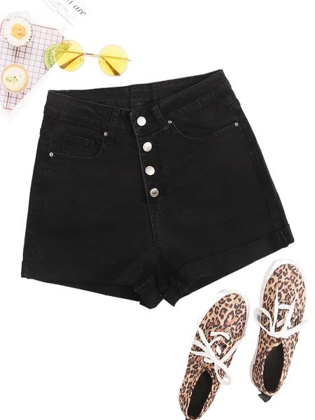 

black wash button fly denim shorts a5nv#, White;black