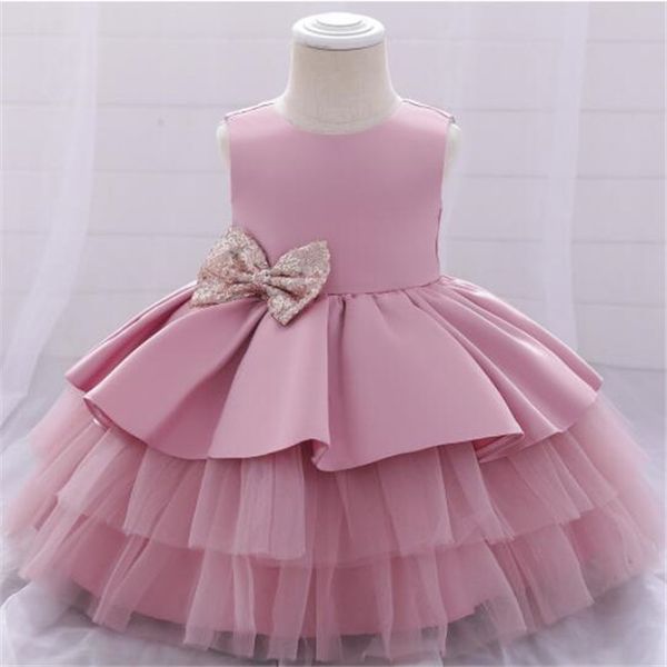 

new kids girls dresses baby princess ball gown toddler girls birthday party christening gown children sequin bow dress, Red;yellow