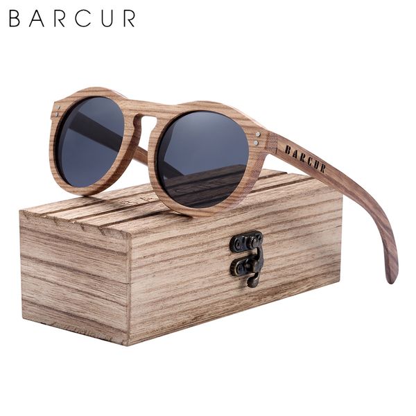 

barcur brand design hand made wood sunglasses fashion polarized women round sun glasses uv400 protection 220510, White;black