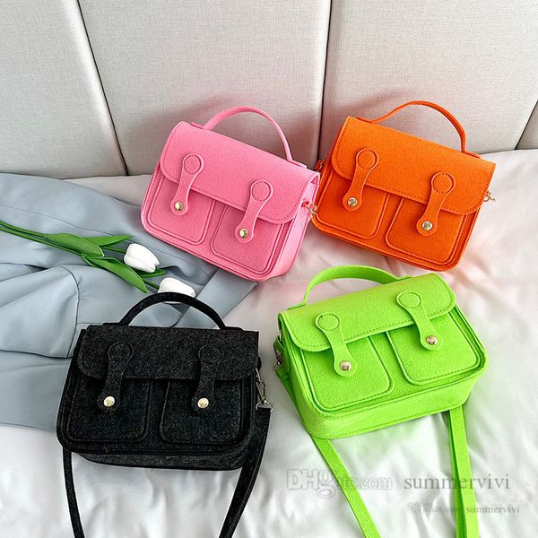 

ins children candy color handbags girls messenger cambridge bag luxury kids princess single shoulder bags q7009, Black