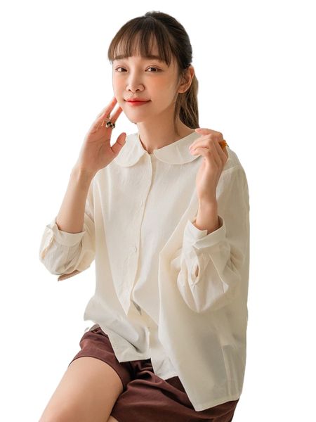 

dazy solid peter-pan collar blouse z0wc#, White
