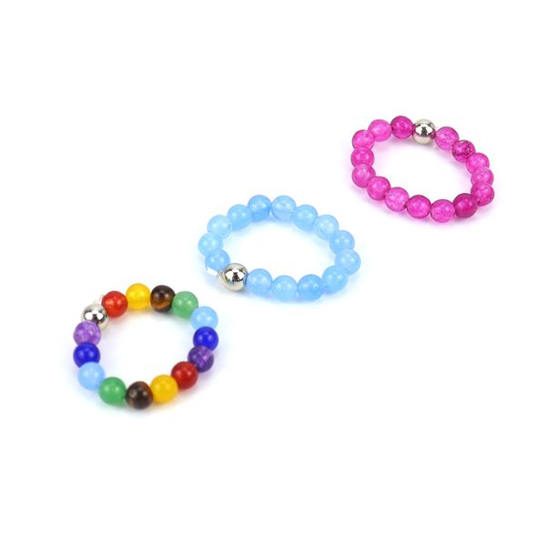 

natural stone rings for women men handmade amethysts hematite jades bohemian jewelry elastic wedding party ring, Golden;silver