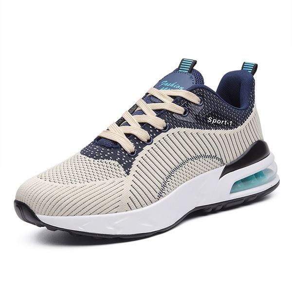 

running shoes breathable sneakers fly woven air men s sport light lace up outdoor training mens gym 220813, Black