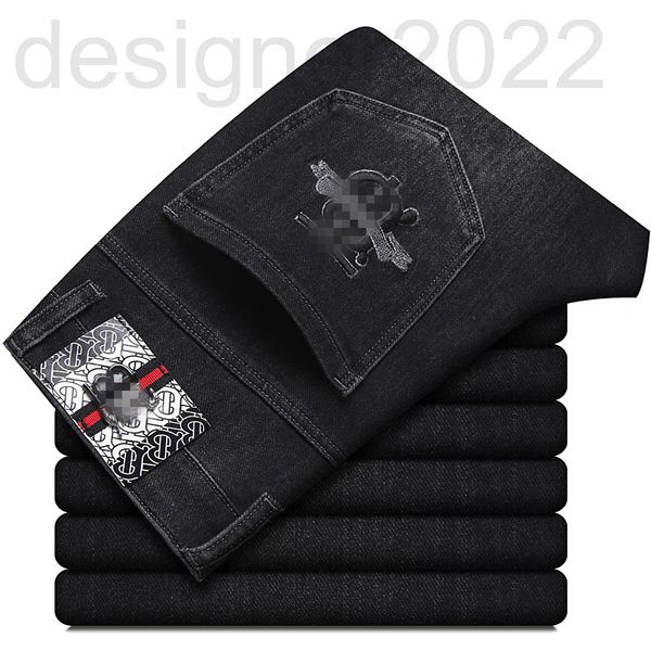 

men's jeans designer autumn men's jeans cotton korean version thick style small foot slim fit international brand elastic long pan, Blue