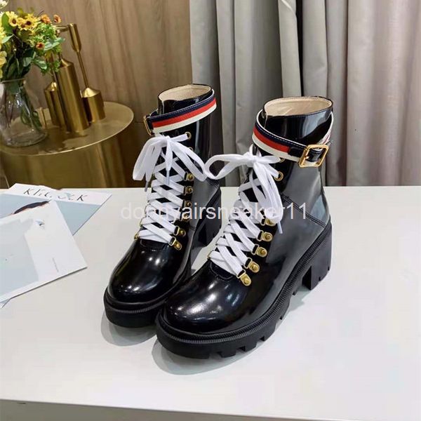 

boots autumn winter leather women's boots fashion british short, Black