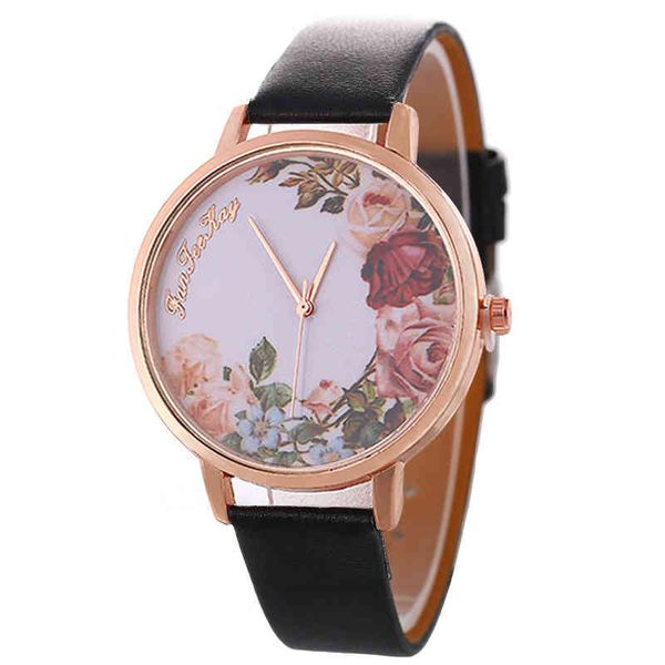 

2019 new rose watch personalized peony trend korean simple belt women's watch, Slivery;golden