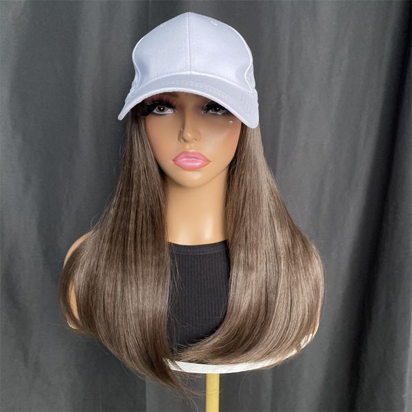 Parrucca per capelli con berretto da baseball a ricciolo lungo Parrucche per capelli ondulati Naturalmente collega il cappello sintetico regolabile per le ragazze