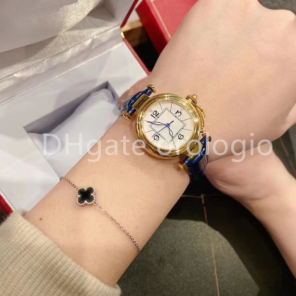 

2022 new ladies watch imported quartz movement 316 stainless steel case super luminous 30m water resistant leather strap watch, Slivery;brown