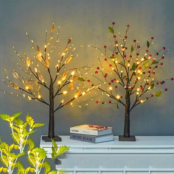 Saiten Weihnachten Obst Bonsai Baum Licht Tabletop Fee Lampe DIY Beleuchtete Künstliche Lichter Für Schlafzimmer Hochzeit Party DecorLED LEDLED LED