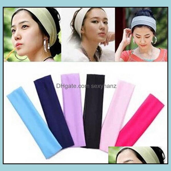 Bandanas Schals Wraps Hüte Handschuhe Modeaccessoires für Frauen 18 Farben Stretch Stirnband Sport Yoga Haarband Schweiß Kopfwickel Unisex
