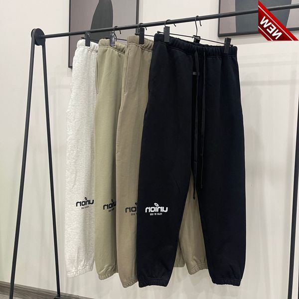 

50% off discount 2022 spring and autumn ess sports fog terry casual cotton elastic bound loose couple guard pants, White;black