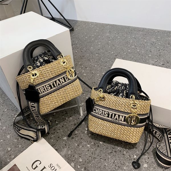 

62% off 2022 new designer bags net red fashion portable wide shoulder straw woven single shoulder messenger basket