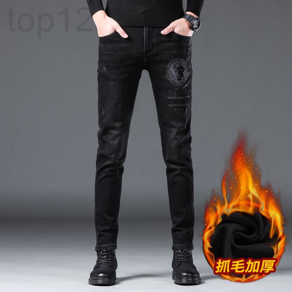 

men's jeans designer pants elastic fleece print drill small leg jeans men's od5853 nyho, Blue
