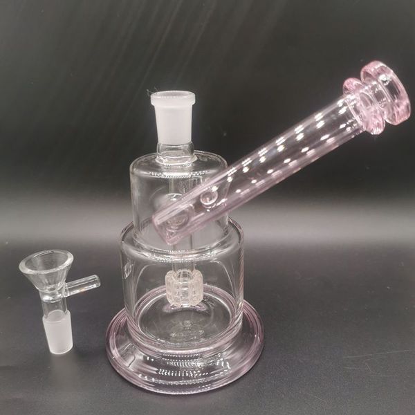 Mini rosa de 6,5 polegadas de vidro de vidro cachimbo de água com tigelas pneu percolator ilost bels dab fumando canos com junta feminina de 14 mm