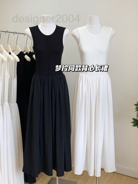 

casual dresses designer 2022 summer new temperament long sleeveless dress women look thin large skirt vest tngm, Black;gray
