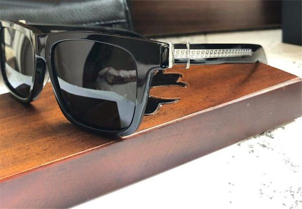 7A Neue beliebte Vintage-Herren-Sonnenbrille im Punk-Stil mit quadratischem Retro-Rahmen und reflektierender Anti-UV-Linse mit Lederbox-Beschichtung