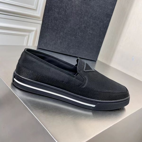 

r men's casual shoes lazy thick bottom breathable round head low canvas formal loafers, Black