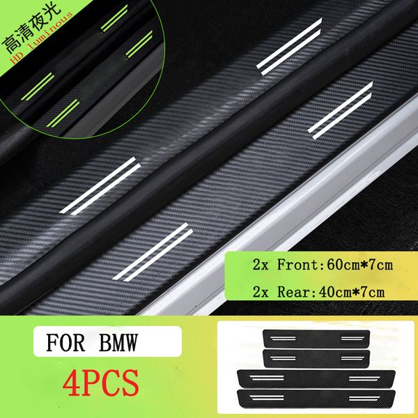 

4pcs car door luminous sill anti scuff protector carbon fiber step cover for bmw