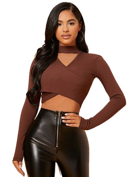 

sxy solid wrap cutout keyhole neck h7ib#, White
