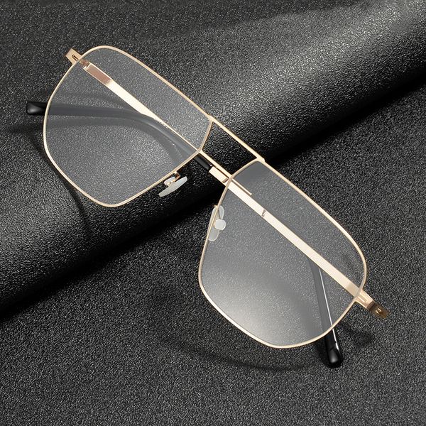 

big square pilot prescription glasses frame for men women ultralight screwless optical eyeglasses german luxury brand spectacles, Silver