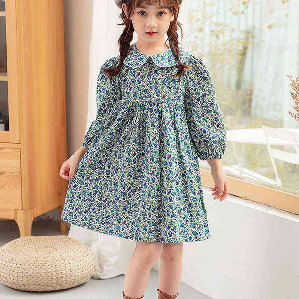 

2022 new dress spring autumn baby clothes floral lapel princess kids clothing girl kid's children l220715, Red;yellow
