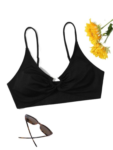 

plus solid ring linked bikini k9ho#, Black
