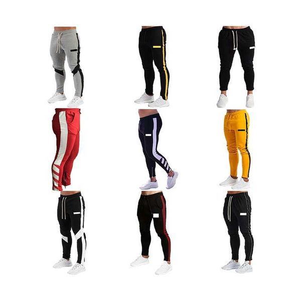 

mens pants joggers track casual side pocket loose trousers m-2xl long for men women, Black