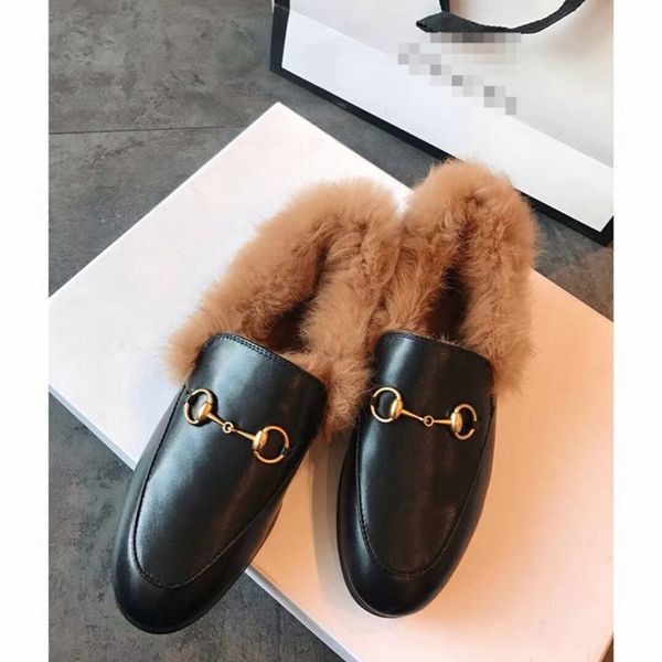 

slippers designer men women snow boots warm casual indoor pajamas party wear fur scuffs drag large size brand causal women's shoes k5p5, Black