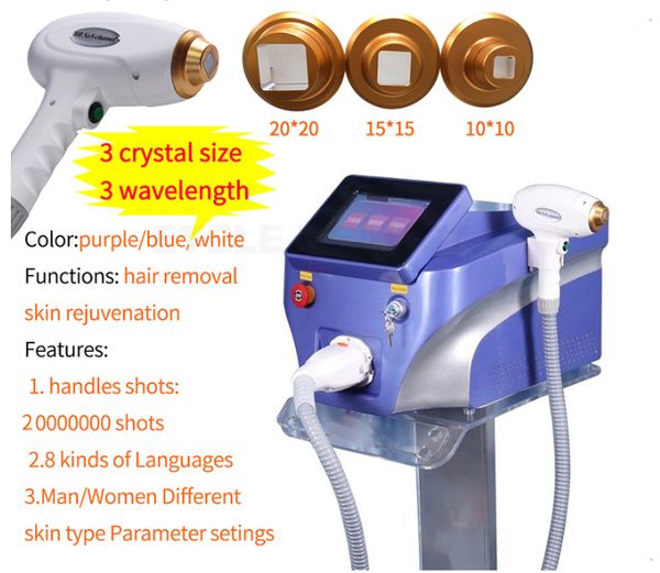 

diode laser 3 wavelengths 755 808 1064nm deskhair removal machine skin rejuvenation professional painless hair remove beauty salon use equip, Black
