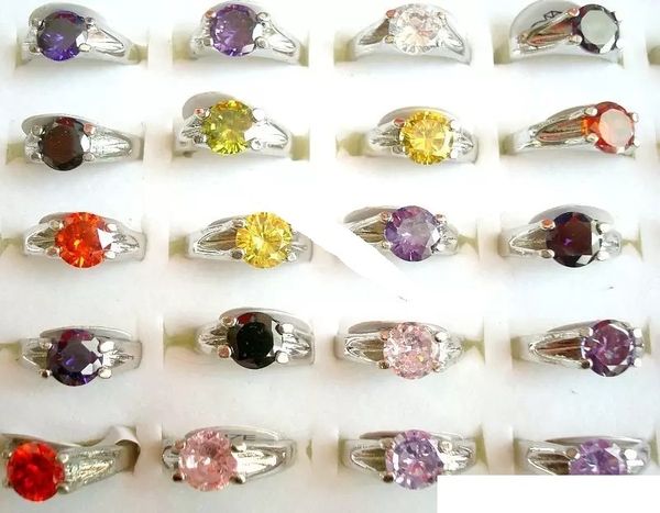 Atacado muitas cores lindas anéis de pedra de zircão de tamanho misto para jóias de mulheres baixas preços baixos