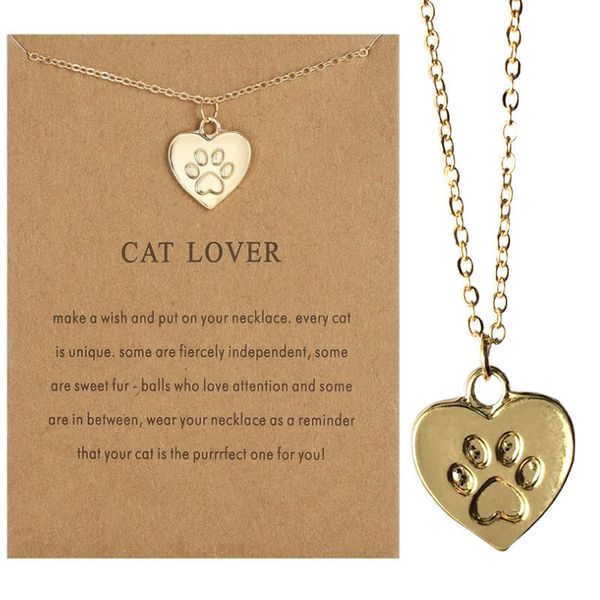 

love cat paw print necklace animal cat footprint collarbone chain, Silver