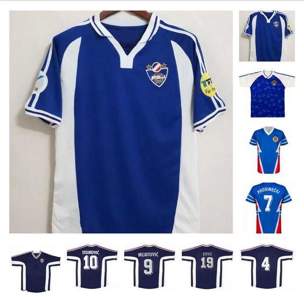

1990 1991 1998 2000 yugoslavia retro soccer jersey 98 00 mijatovic mihajlovic stankovic jugovic stojkovic savicevic vintage classic football, Black;yellow