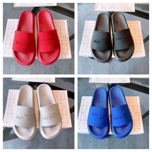 

luxury designers mc pool slides slippers men women black white blue red alexander sandal flat beach indoor outdoor sports sneakers slipper f