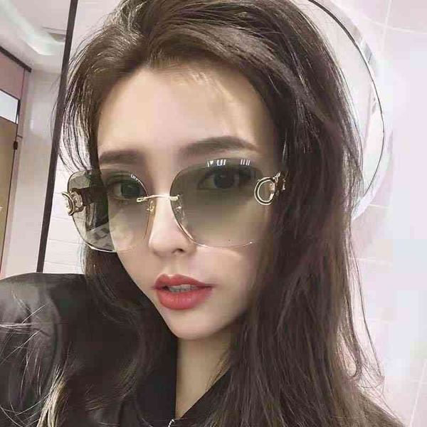 

sunglasses fashion rimless cut edge exquisite trend anti uv ol4m, White;black
