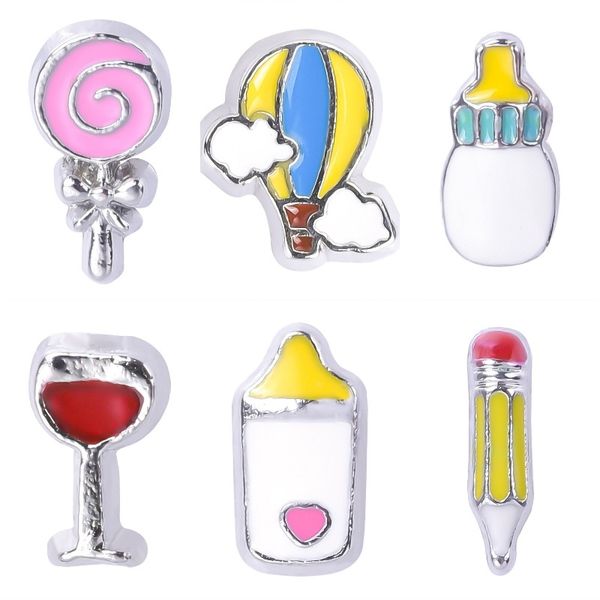 

20pc/lot lollipop red wine charm floating locket charms pencil cake fit for magnetic glass living memory locket, Bronze;silver