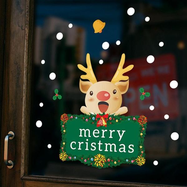 Decorazioni natalizie carine per le pareti di alci finali di vetro decalcomanie Babbo Natale murales anno allegri decorazioni per la casa.