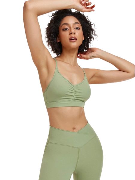 

vutru crisscross backless ruched front sports bra p9tu#, Gray